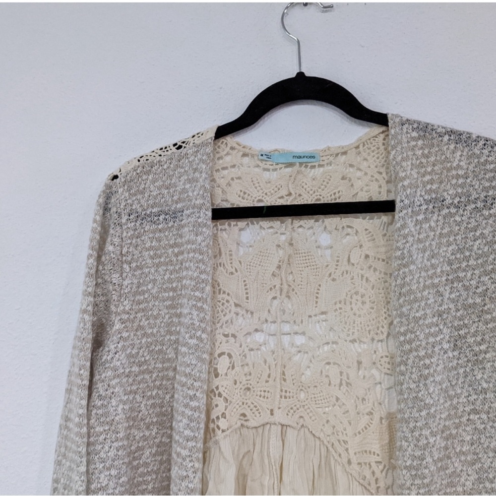 maurices lace back open cardigan, women's medium